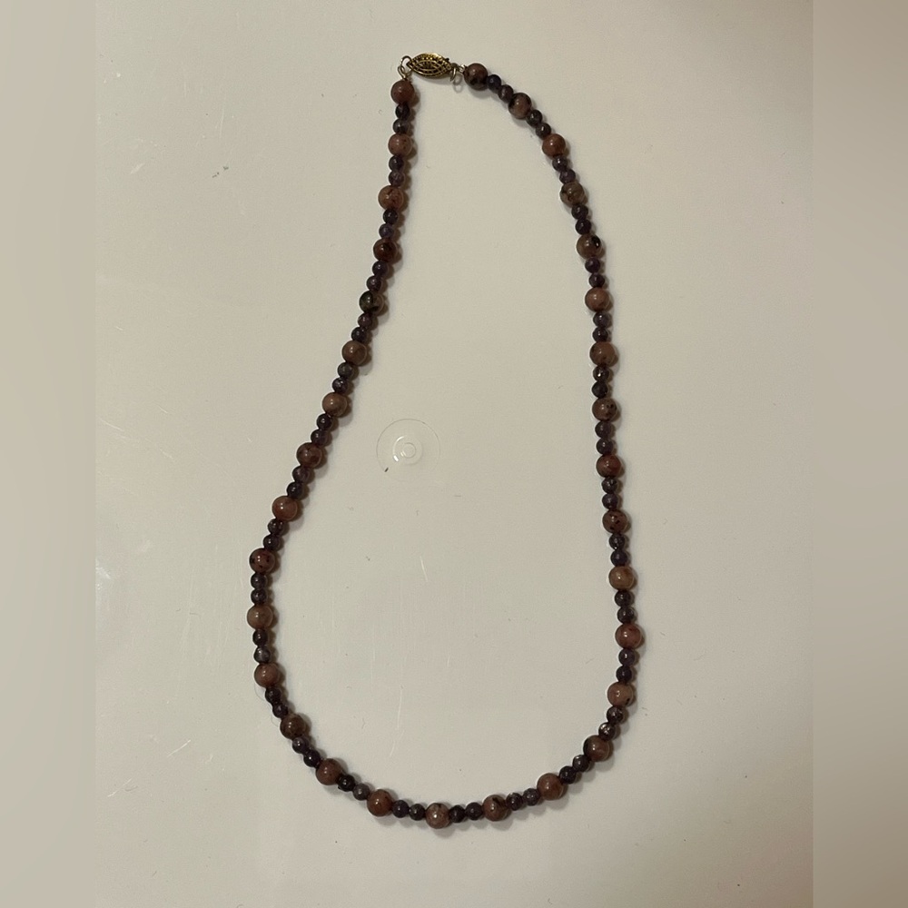 Boho Sterling Clasp Purple Stone Necklace 18” length - Picture 7 of 7